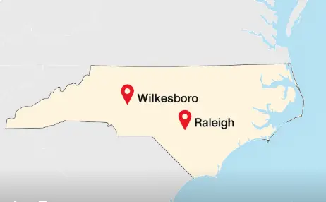 EV Charging Station Construction in Charlotte, NC 7 Map of office locations in North Carolina