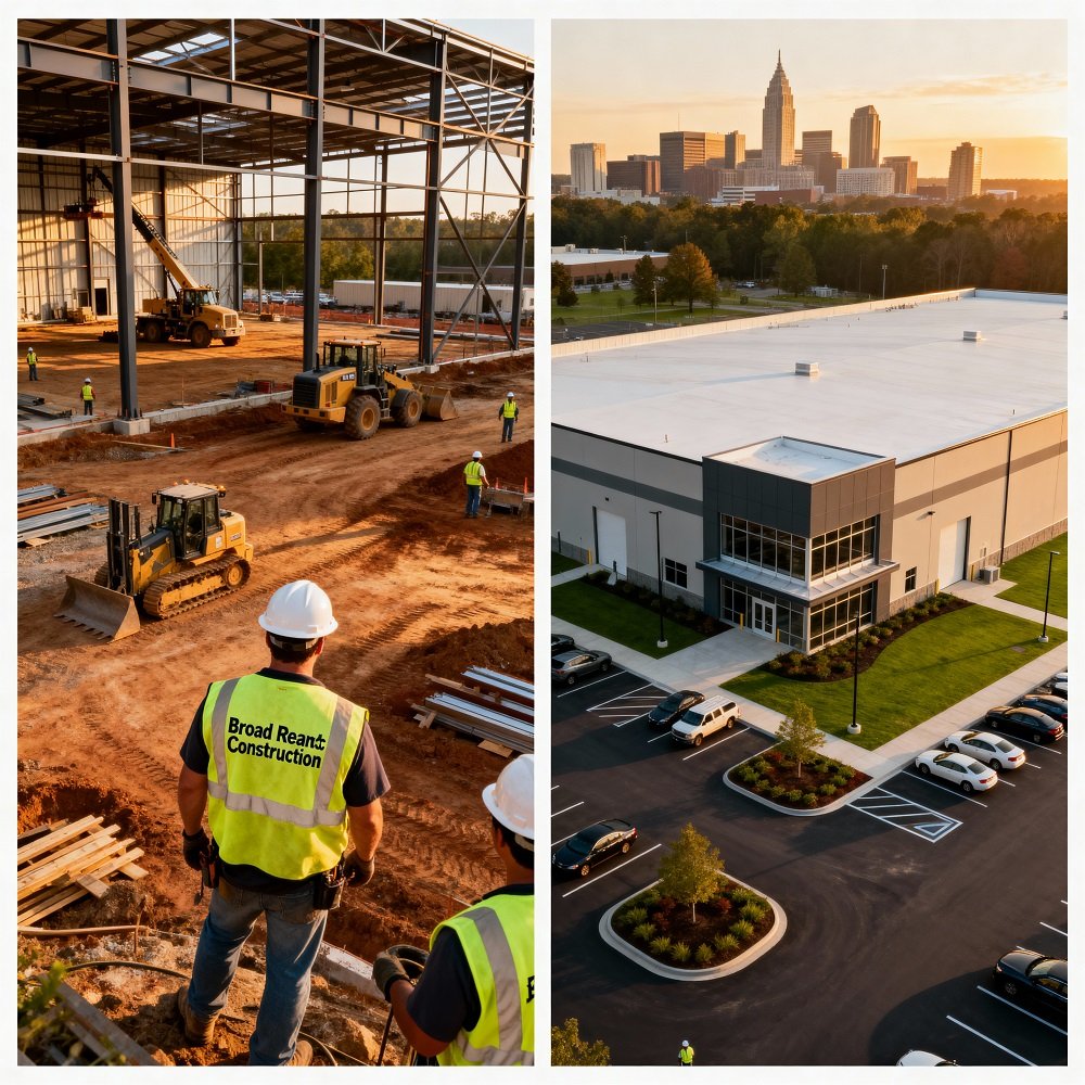 Design-Build Construction in Raleigh, NC 4 before and after Raleigh warehouse