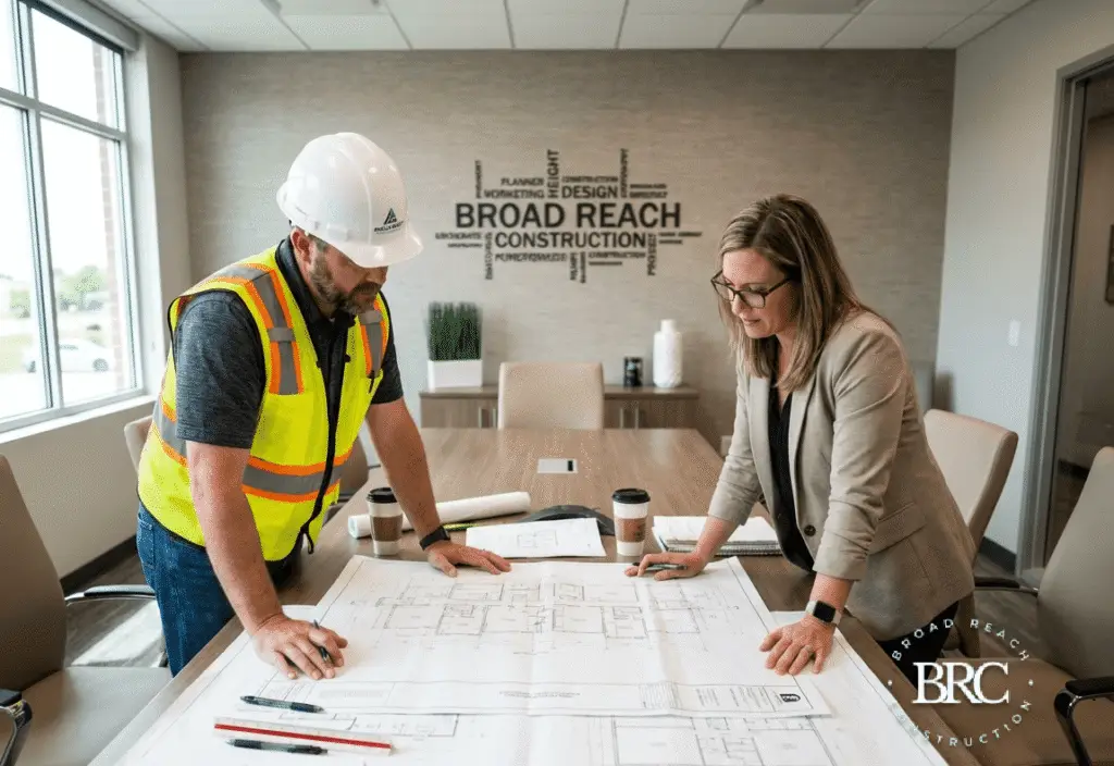 Pre-Construction Planning Services in Charlotte, NC 3 Architect and construction manager reviewing plans on-site