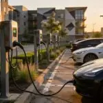 The Future of Commercial EV Charging Stations: A Resource Guide for Developers, Property Owners & Fleet Managers 6 EV chargers at Apartment complex