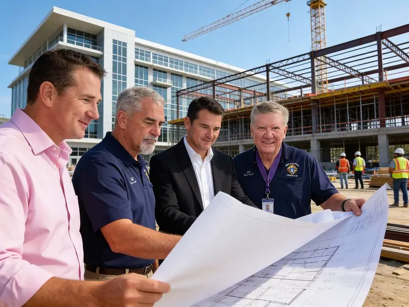 Construction management team coordinating work on a commercial project in Charlotte, NC