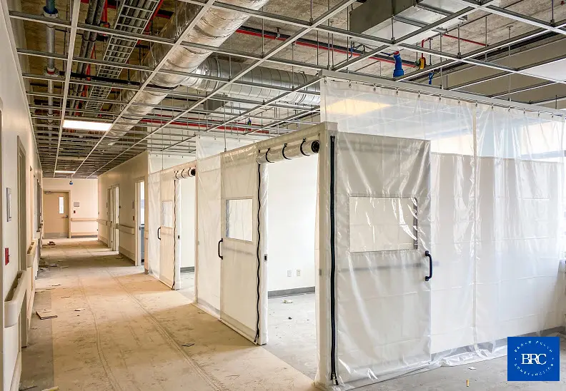 Medical Office Construction in Charlotte, NC 6 Construction containment separating an active healthcare facility from the renovation work area