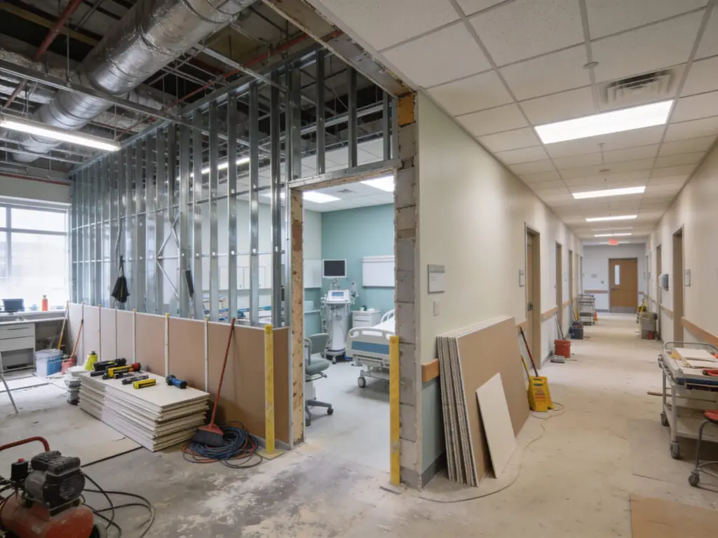 Medical Office Renovation in Charlotte, NC 2 Medical office renovation project in Charlotte, NC with interior construction underway
