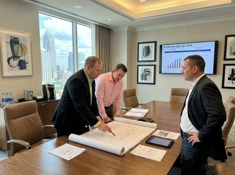 Chad discribing the change order to Hotel Manager