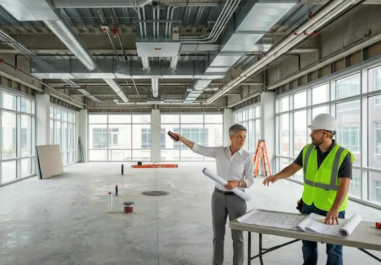 Medical office clinical layout and examination rooms being framed during build-out