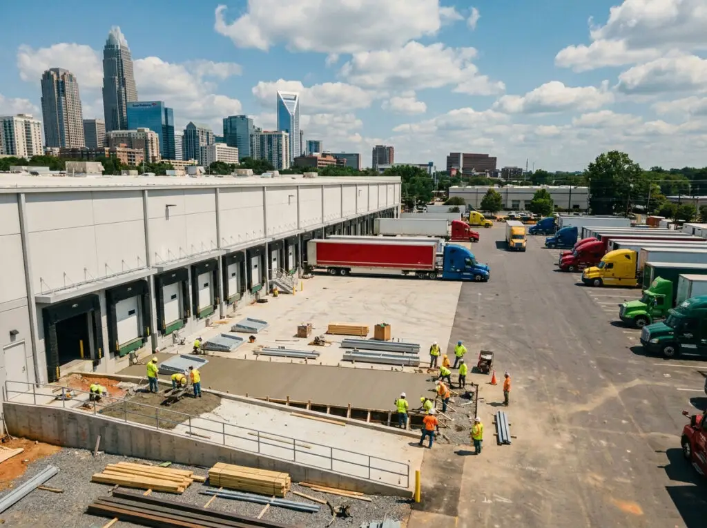 Distribution center loading dock construction in Charlotte NC