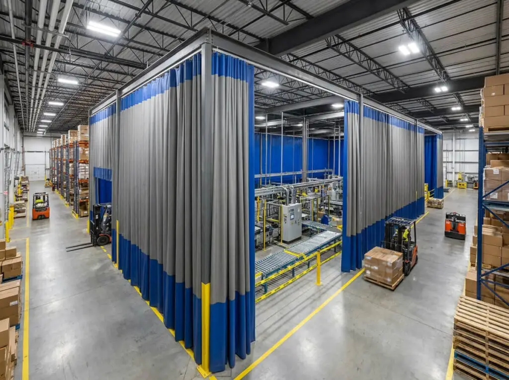 Industrial Construction Management in Charlotte, NC 15 Industrial noise curtain installed inside an operating distribution facility