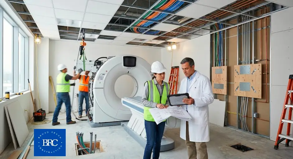 Medical equipment installation being coordinated with medical office construction