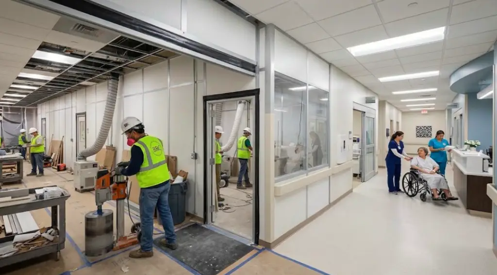 Construction activity controlled around patient-care areas during healthcare renovation