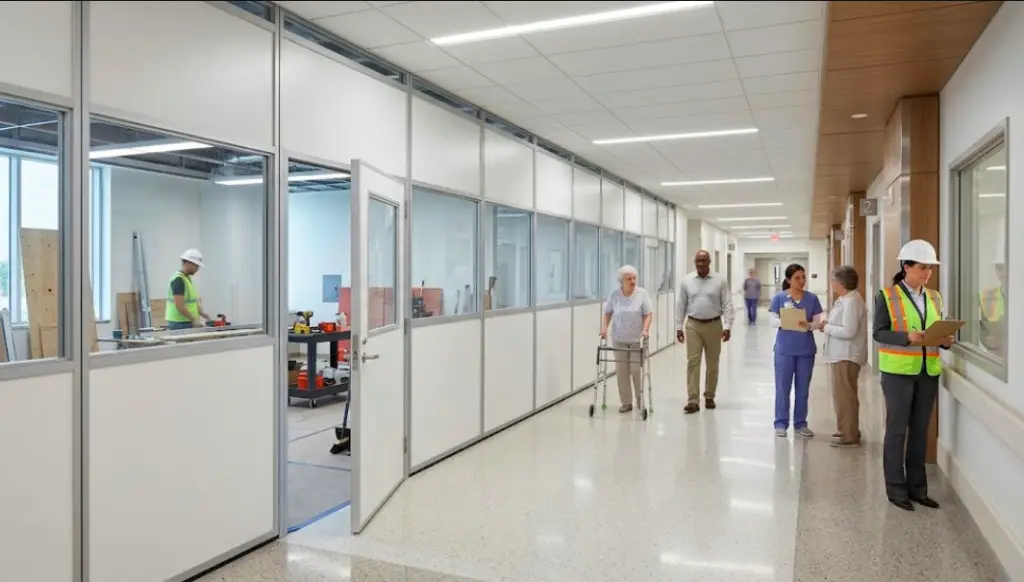 Patient and staff access maintained during occupied healthcare facility renovation