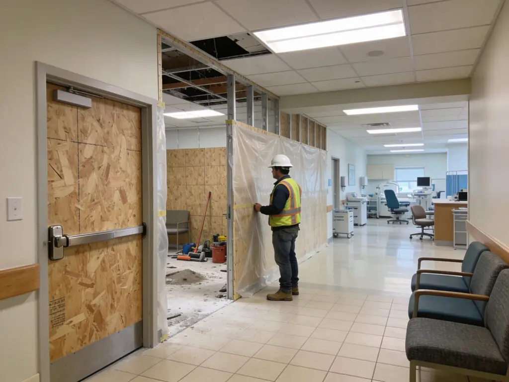 Occupied healthcare facility renovation in Charlotte, NC with construction separated from active clinical areas