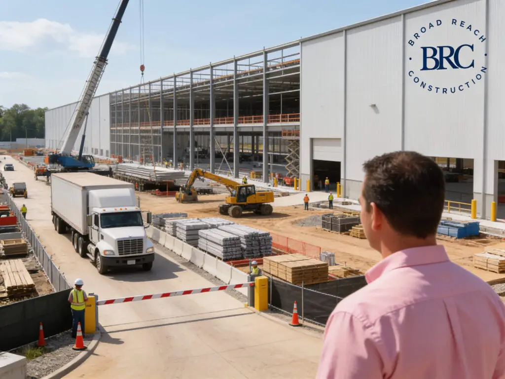 Warehouse construction site logistics planning in Charlotte North Carolina
